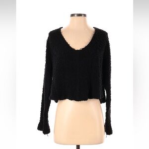 Free People Black Cotton Blend Sweater Top